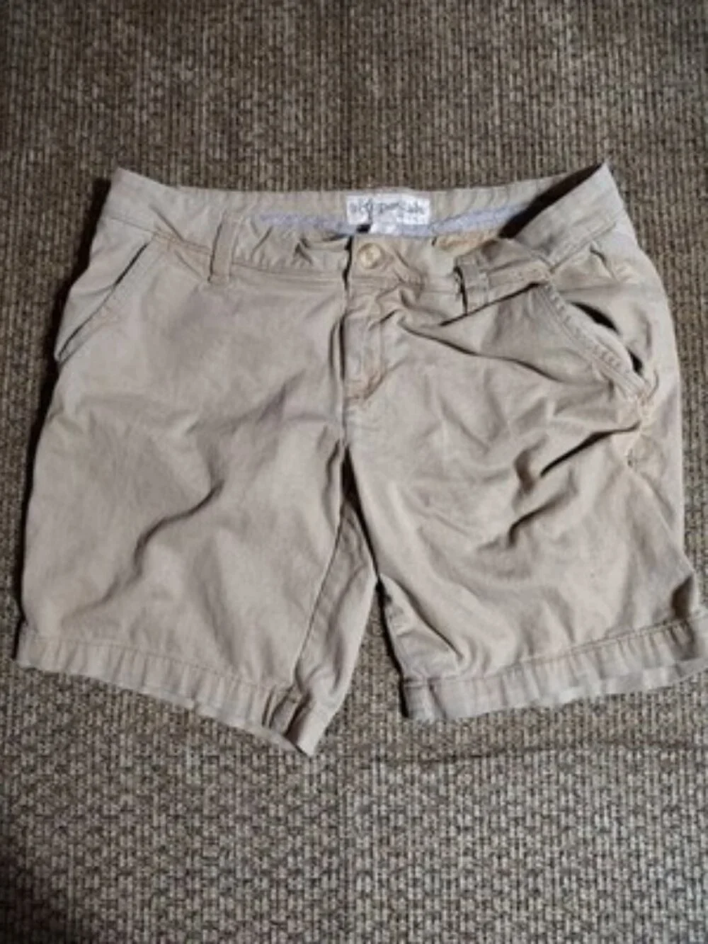 Aeropostale Chino Shorts Womens 5/6 Beige Khaki Twill Flat Front 29x8